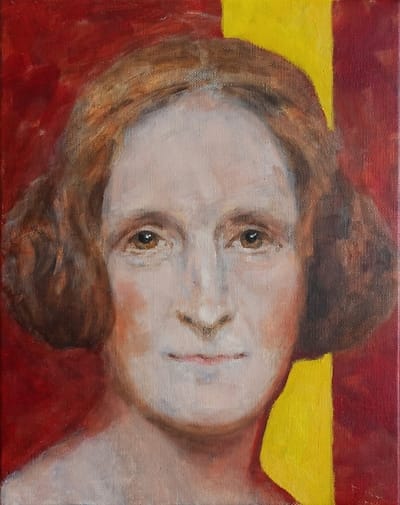 Olieverf schilderij, portret van de schrijfster Mary Shelley