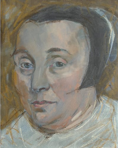 Olieverf schilderij, portret van Anna van Gelder, echtgenote van Michiel de Ruyter.