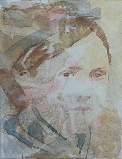 aquarel op doek, portret van gifmengster Hester nepping